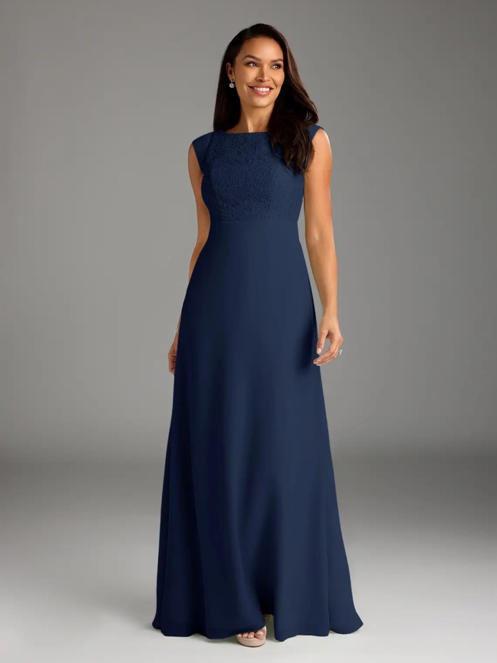 Azazie Bettina A-Line Lace Chiffon Dress